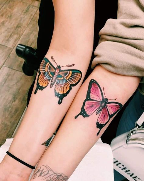 Traditional Friendship Tattoo, Matching Traditional Tattoos, Traditional Matching Tattoos, Matching Tattoos Best Friends, Tattoos Best Friends, Matching Friendship Tattoos, Best Friend Tattoo Ideas, Friend Tattoo Ideas, Small Best Friend Tattoos