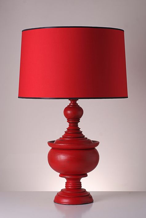 Another option from the stupa series is this Stupa Red table lamp with a red lampshade and red stand. #pimentrouge #bali #indonesia #table #lamp #lighting #design #collection #manufacturer #red #stupa Red Lamps Living Room, Clothing Workshop, Red Lamps, Red Theory, Red Lampshade, Red Interior Design, Red Home Accessories, Red Lamp Shade, Indian Table