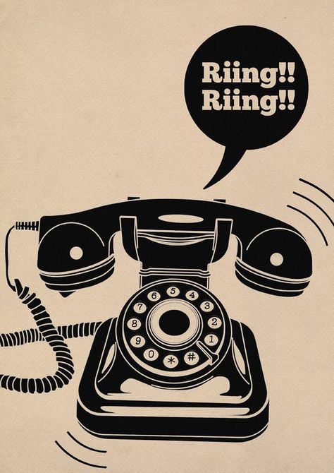 Pop Art Vintage, Black Illustration, Vintage Telephone, Motif Vintage, Illustration Print, Graphic Illustration, Vintage Posters, Old Fashioned, Illustration Design