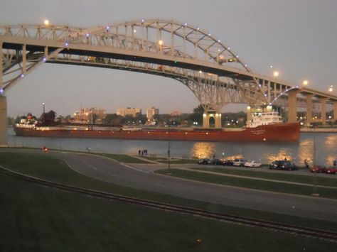 Water Bridge, Port Huron Michigan, Great Lakes Ships, Port Huron, Local Area, Abandoned Buildings, Sydney Harbour Bridge, Great Lakes, Blue Water