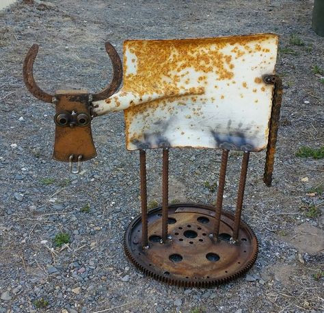 Beginner Welding, Junk Sculpture, Junk Metal Art, Metal Cow, Cutlery Art, Recycled Metal Art, James Stewart, Welding Art Projects, Metal Yard Art