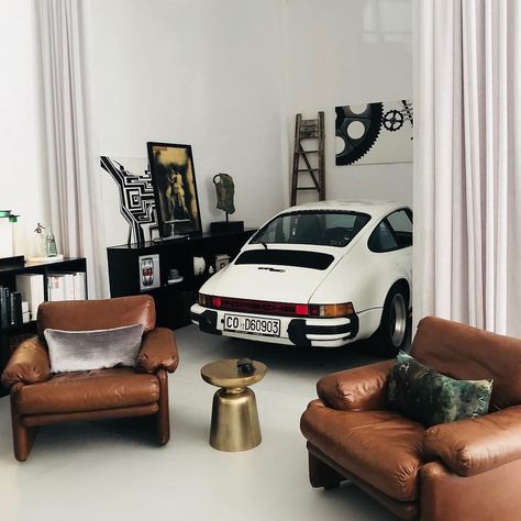 Black Porsche, Porsche Classic, Vintage Porsche, Bachelor Pad, Person Sitting, Loft Design, Modern Architecture House, Classic Porsche, Garage Design