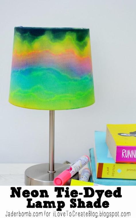 Make It: Neon Tie-Dyed Lampshade Tie Dye Bedroom, Tie Dye Room, Neon Home Decor, Lamps Diy, Tie Dye Tutorial, Teen Room Designs, Kid Bedrooms, Tie Dye Decorations, Tie Dye Bedding