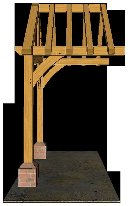 2 POST PORCHES — TIMBER FRAME PORCHES Porch Building Ideas, Porch Roof Styles, Timber Frame Shed, Front Porches Ideas, Oak Porches, Oak Pergola, Porch Cover, Porch Shelter, Oak Gazebo