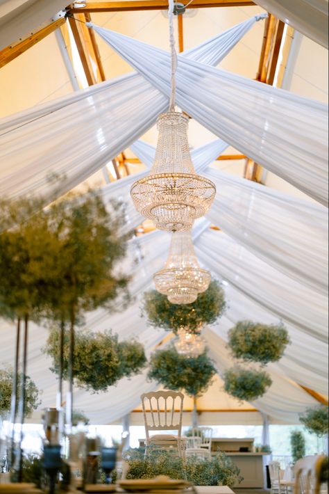 Dreamy event decor inspo Luxury Drapery, Wedding Ceiling Decorations, Ceiling Drapery, Wedding Tent Decorations, Simple Stage Decorations, Ceiling Decorations, Wedding Ceiling, Ceiling Draping, Wedding Background Decoration