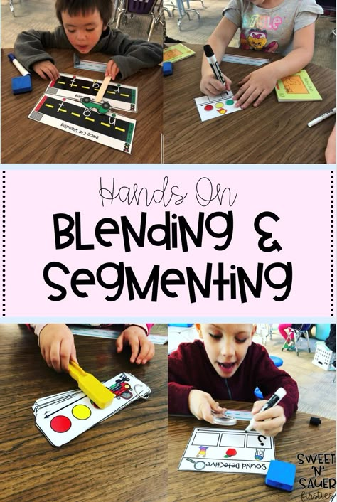 Teaching How To Blend Words, Teaching To Read Kindergarten, Concept Of Word Activities Kindergarten, Kindergarten Segmenting Activities, Blending Syllables Kindergarten, Teaching Phonemic Awareness, Cvc Intervention Activities, Phonic Awareness Activities, Teaching Blending Cvc Words