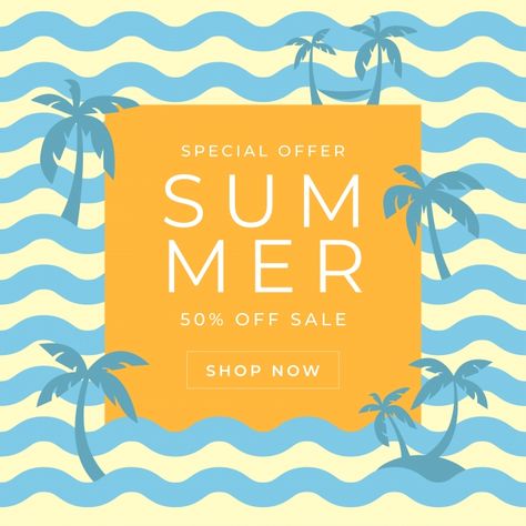 Summer Promotion Design, Summer Banner Design, Summer Advertising, Waves Cartoon, Summer Sale Poster, Summer Font, Summer Sale Banner, Website Banner Design, Banner Design Layout