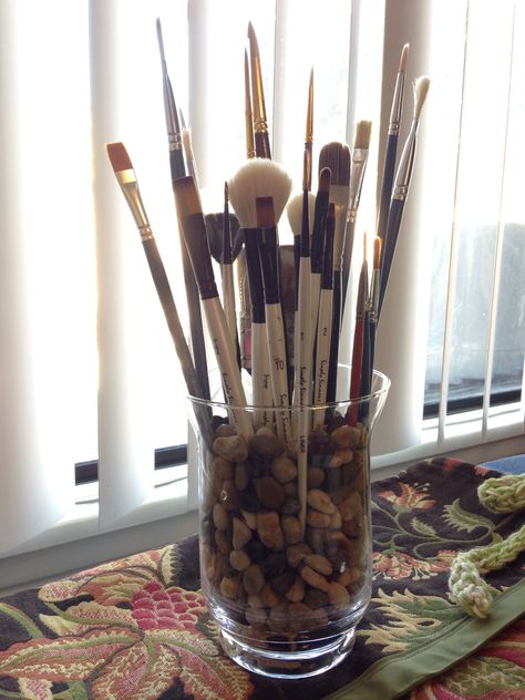 Paint brush storage holder.  DIY Paint Brush Storage, Brush Storage, Painting Brush, Storage Holder, Brush Holder, Paint Brush, Reed Diffuser, Paint Brushes, Diy Painting