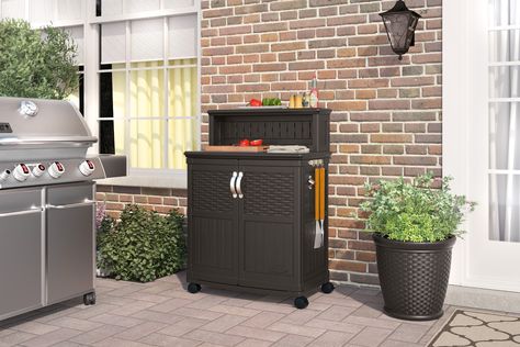 Patio Storage and Prep Station - Java Outdoor Serving Cart, Hutch Styling, Grilling Accessories, Backyard Dreams, Inside Cabinets, Patio Storage, Backyard Barbecue, Patio Bar, Plastic Storage