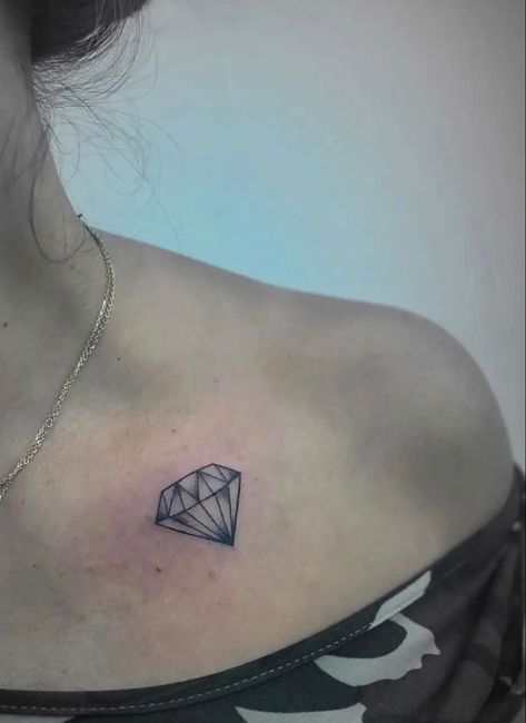 Diamond In The Rough Tattoo, Tattoo Diamond, Gemini Tattoos, Diamond Tattoo Designs, Clavicle Tattoo, Diamond Tattoo, Simple Tattoos For Women, Optical Illusion Tattoo, Tattoo Shading