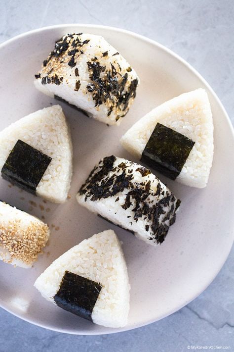 Korean Triangle Kimbap (Samgak Kimbap) Recipe Tuna Mayo Onigiri, Japanese Seasoning, Japanese Rice Balls, Yaki Onigiri, Tuna Mayo, Seasoned Rice Recipes, Easy Japanese Recipes, Rice Recipes For Dinner, K Food