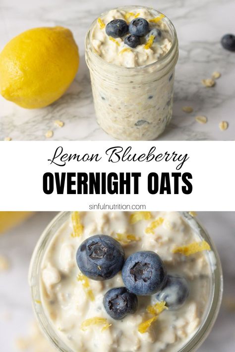 These Lemon Blueberry Overnight Oats are an easy make ahead breakfast recipe full of fresh and bright flavor! | @sinfulnutrition #sinfulnutrition #makeaheadbreakfast #easybreakfast #overnightoatsrecipe Lemon Blueberry Overnight Oats, Easy Make Ahead Breakfast, Overnight Oats Recipe Easy, Blueberry Overnight Oats, Breakfast Oats Overnight, Oat Recipes Healthy, Overnight Oats Recipe Healthy, White Grape, Overnight Oats Healthy