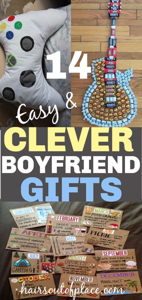 14 easy DIY gifts for your boyfriend that are perfect for boyfriend Christmas ideas or his birthday. he'll love these clever and meaningful handmade gifts for him. #gifts #boyfriend #christmas #giftguides #diygifts 5 Senses Gift For Boyfriend, Meaningful Gifts For Boyfriend, Gifts For Boyfriend Long Distance, Joululahjat Diy, Diy Gifts For Christmas, Selamat Hari Valentine, Diy Christmas Gifts For Boyfriend, Christmas Ideas For Boyfriend, Valentines Bricolage