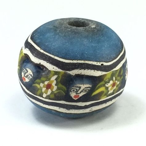 RARE Old Face Islamic Blue Roman Glass Bead Pattern Phoenician Near Eastern M61 picclick.com Ancient Beads, Rare Beads, Ancient Jewellery, Polymer Beads, Art Of Glass, Ancient Sculpture, African Trade Beads, Beaded Jewels, After 4