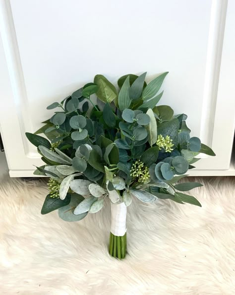 Green Foliage Bouquet, Dollar Bouquet, Boho Bridesmaid Bouquet, Lambs Ear Bouquet, Greenery Bridal Bouquet, Greenery Bouquets, Bouquet Greenery, Moodboard Wedding, Foliage Bouquet