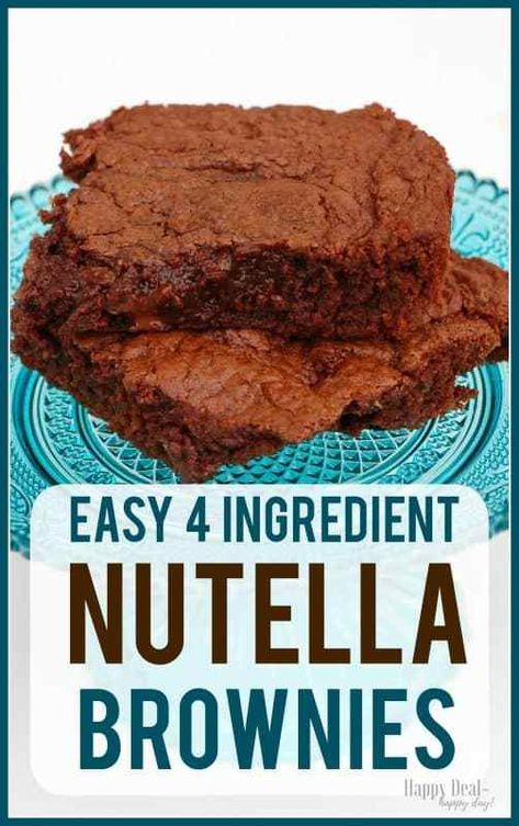 4 Ingredient Easy Nutella Brownies! #nutella #dessert #brownies #4ingredient #nutelladessert #easydessert #easyrecipe Nutella Brownies Recipe, 3 Ingredient Nutella Brownies, Easy Nutella Brownies, Desserts Nutella, Nutella Recipes Brownies, Nutella Brownie, Nutella Fudge, How To Make Brownies, Nutella Desserts