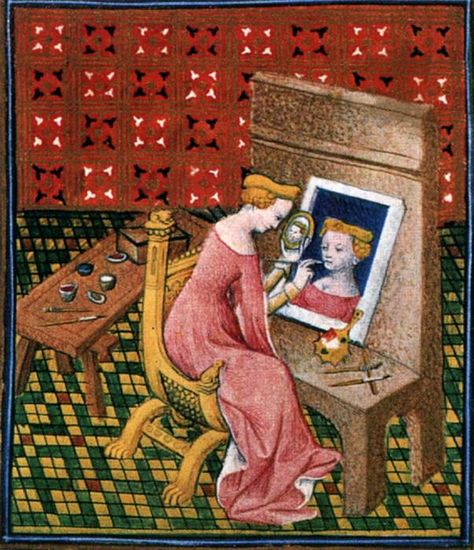 Female Painters, Medieval Furniture, High Middle Ages, Medieval Paintings, Medieval Woman, Medieval Life, Book Of Hours, Medieval Manuscript, The Middle Ages