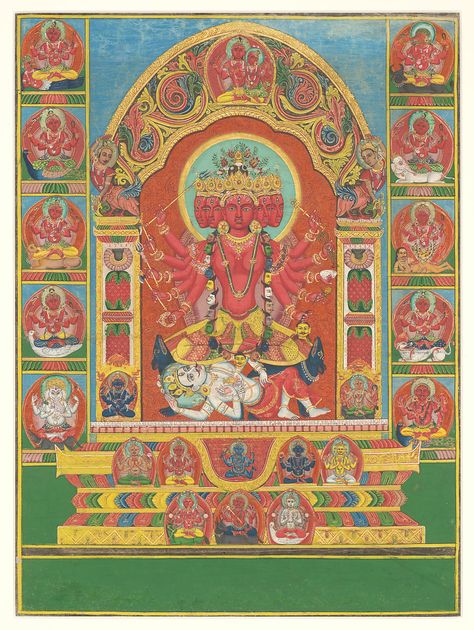 Mother Goddess, Durga Goddess, Painting Medium, Hindu Deities, Hindu Art, Timeless Art, New York Public Library, Gods And Goddesses, Metropolitan Museum