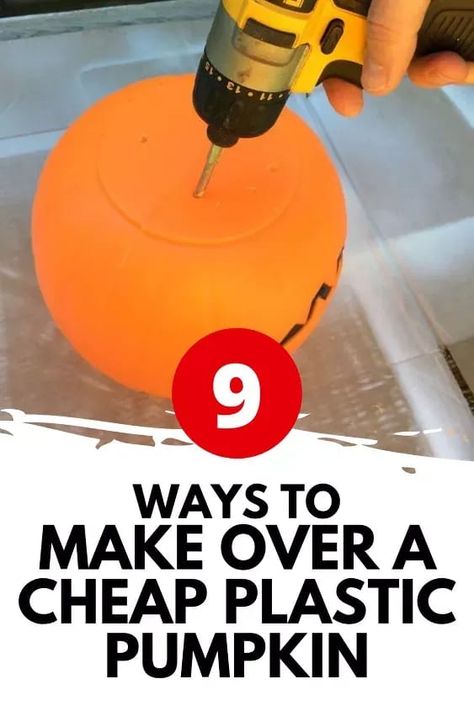 Make Plastic Pumpkins Look Real, Making Plastic Pumpkins Look Real, How To Make Plastic Pumpkins Look Real, Diy Halloween Decorations With Pumpkin Buckets, Fall Plastic Pumpkin Crafts, Plastic Jackolantern Crafts, Dollar Store Plastic Pumpkin Makeover, Decorating With Plastic Pumpkins, Ideas For Plastic Pumpkins