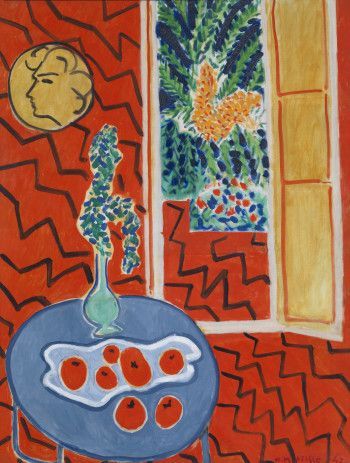 Henri Matisse, Red Interior: Still Life on a Blue Table from Matisse in the Studio exhibit at Royal Academy 2017 Interior Still Life, Matisse Paintings, Red Painting, Matisse Prints, Matisse Art, Blue Table, Red Interior, Oil Painting Reproductions, Handmade Oil