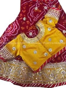 Indian Wedding Party Dresses, Gota Patti Lehenga, Bandhani Lehenga, Indian Wedding Party, Traditional Lehenga, Gota Patti Saree, Raw Silk Blouse, Girls Designer Dresses, Lehenga Dupatta