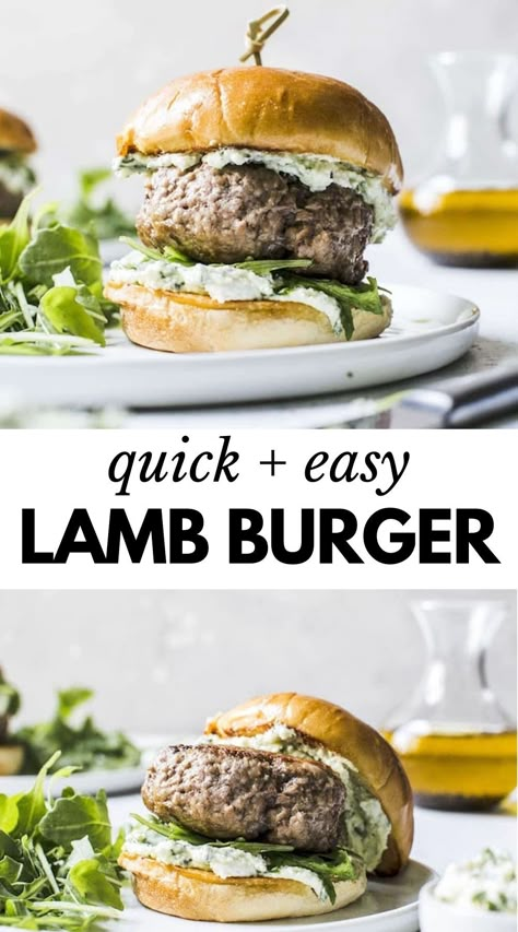 Cucumber Ribbons, Lamb Burger Recipes, Lamb Patties, Lamb Burger, Gourmet Burger, Lamb Burgers, Lamb Dishes, Grilled Lamb, Whipped Feta