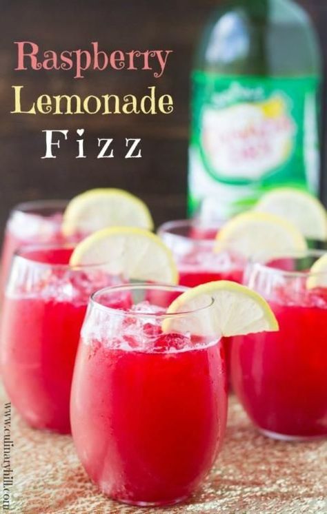 Raspberry Lemonade Fizz Recipe | Culinary Hill #shop Raspberry Lemonade Recipe, Virgin Drinks, Fruity Drinks, Raspberry Lemonade, Jello Shots, Punch Recipes, Family Food, Drinks Alcohol Recipes, Signature Drinks