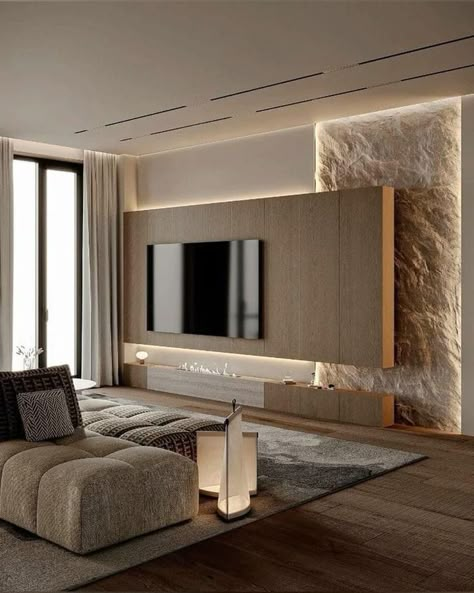 Tv Wall Decor Stone, Tv Stone Wall Design, Tv Wall Stone Design, Tv Off Centered On Wall, Tv Feature Wall With Storage, Tv Wall With Stone, Stone Tv Wall Ideas Living Room, Tv Stone Wall, Stone Wall Tv