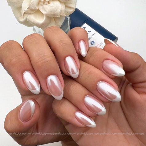 25 Glazed Donut Nails You'll Want to Try French Donut Glaze Nails, Glazed French Manicure, Honey Glazed Donut Nails, French Tip Donut Glaze, Donut French Tip Nails, Almond French Tip Nails Glazed Donut, Glazed Donut Nails French Tip, French Tip Glazed Donut Nails, Strawberry Glazed Donut Nails