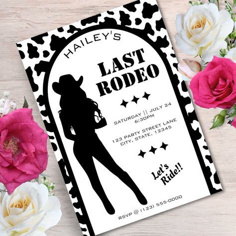 Bachelorette Party Invitations cow print cowgirl wedding bachelorette party invitation black and white animal print cowboy cowgirl bachelorette party invitation moo cow print hide southern country western bride bridesmaid wife last rodeo last ride wedding invite Animal Print Wedding, Western Bride, Cowgirl Bachelorette Party, White Bachelorette, Cowgirl Bachelorette Parties, Last Rodeo, Moo Cow, Cowgirl Wedding, Nashville Bachelorette Party