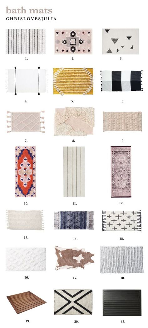 Do You Have a Bath Mat? + A few favorites | Chris Loves Julia | Bloglovin’ Bathmat Ideas Bathroom, Bathroom Mats Decor, Farmhouse Bath Mat, Bath Mat Ideas Bathroom, Bath Mats Bathroom Ideas, Modern Bathroom Rug, Bath Mat Runner, Fancy Towels, Runner Bath Mat