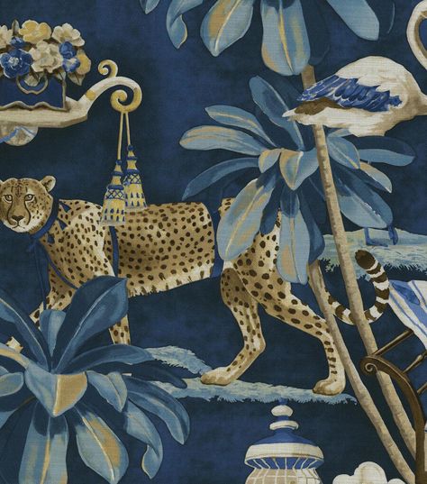 Harrison Howard Blue Night In India Multipurpose Cotton Fabric | JOANN Harrison Howard, Chinoiserie Interior, Chinoiserie Pillow Covers, Chinoiserie Pillow, Leopard Wall Art, Holiday Flannel, British Colonial Decor, No Sew Blankets, Head Board