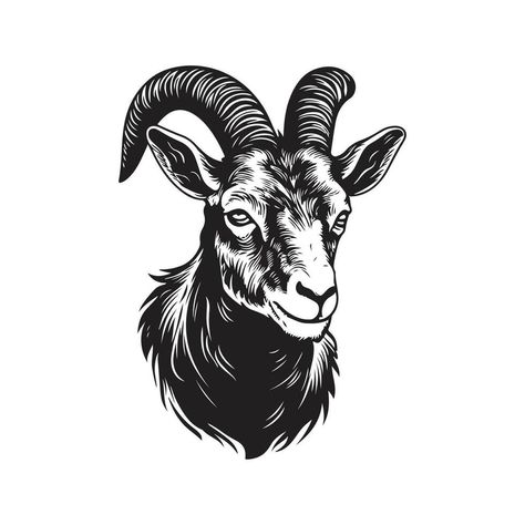 goat mascot, vintage logo line art concept black and white color, hand drawn illustration Goat Line Art, Goat Art Illustration, Goat Vector, Goat Illustration, Logo Line Art, White Goat, Goat Logo, Goat Art, Logo Line