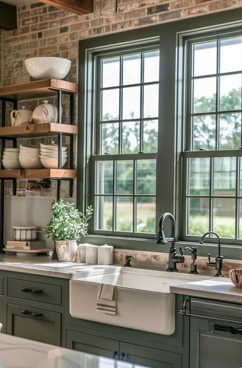 Rustic House Colors Interior Design, Tudor Style Homes Interior Kitchen, Tutor House, Country Kitchen Inspiration, Best Kitchen Ideas, Craftsman Style Kitchen, Dreamy Kitchens, Kitchen Cabinets Ideas, Deck Remodel