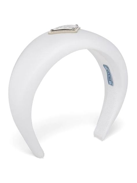 Prada Re-Nylon Padded Headband - Farfetch Accessories Design Sketch, Headband White, Being Better, Hair Up Or Down, Padded Headband, White Headband, Crown Headband, Triangle Logo, Boot Pumps