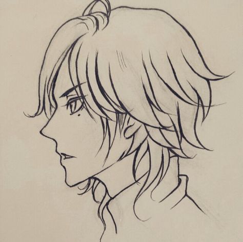 Anime guy profile view Anime Guy Side View Reference, Side View Smile Drawing, Smile Side Profile Drawing, Anime Guy Side Profile Reference, Anime Drawing Side View, Side Smile Drawing, Anime Guy Side View, Anime Face Side View Reference, Side Profile Clothes Drawing