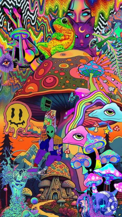 #trippy #trippyaesthetic #trippyshuffle #trippycollage #trippycore Trippy Alien, Trippy Aesthetic, Trippy Cartoon, Lock Screen Wallpaper Iphone, Trippy Designs, Trippy Visuals, Easy Diy Room Decor, Psychadelic Art, Trippy Wallpaper