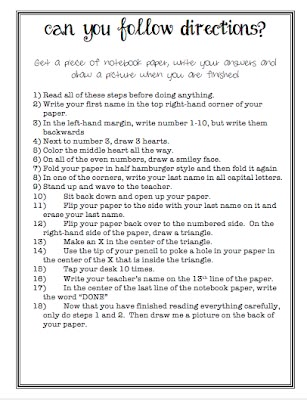 Following Directions Worksheet, Directions Worksheet, First Day Activities, School Daze, Following Directions, Beginning Of The School Year, 1st Day Of School, Beginning Of School, Teaching Classroom