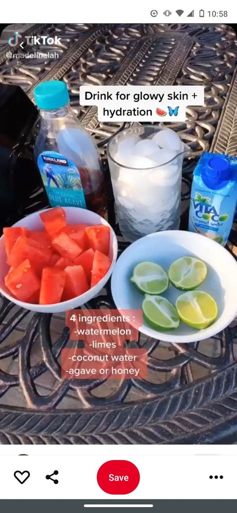 Watermelon Drink, Skin Drinks, How To Make Drinks, Glowy Skin, Skin Food, Coconut Water, Hydrate Skin, 4 Ingredients, Healthy Drinks