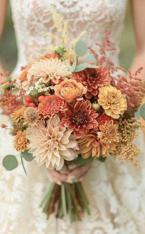 Wedding Bouquet October, October Wedding Simple, Wedding Flowers Autumn Colors, Flowers In November, Simple Wedding Bouquet Fall, White Fall Wedding Flowers, Small Bridal Bouquet Fall, Autumn Wedding Bouquet October, Fall Color Bouquet