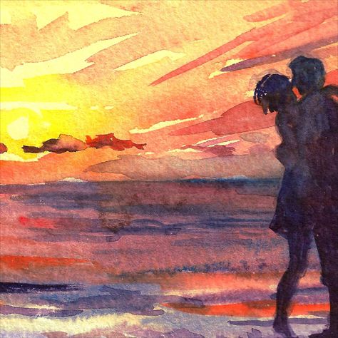 Beach Pictures Professional, Beach Kissing, Romance Painting, Painting Love Couple, Art Love Couple, Couple Beach Pictures, Romantic Paintings, Painting Beach, Couple Painting