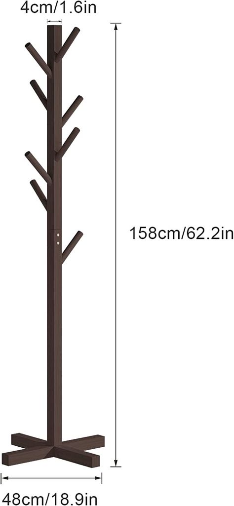 Tiasott Wooden Coat Rack Stand,Free Standing Tree Hanger,Standing Coat Rack with 8 Hooks,Hallway Entryway Clothes Hanger for Suits,Hats,Scarves,Handbags,Umbrella,Brown : Amazon.ca: Home Hand Bag Stand Ideas, Handbag Stand Ideas, Wooden Clothes Hangers Ideas, Coat Rack Entryway Standing, Wooden Handbag Hanger, Bag Stand Hanger, Handbag Rack Ideas, Wooden Coat Stand, Coat Tree Diy