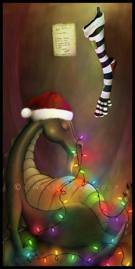 Christmas Dragon, Santa Card, Dragon Dreaming, Digital Sketch, Dragon's Lair, Fairy Dragon, Dragon Pictures, Cute Dragons, Baby Dragon