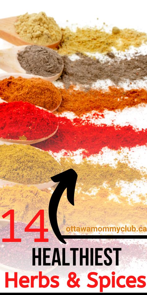 14 Healthiest Herbs and Spices | Ottawa Mommy Club Herbs To Help Diabetics, Healthy Spices And Herbs, Herbs For High Cholesterol, Herbs For Heart Health, Lung Detoxification, Spices List, Spices For Health, Healthy Spices, Heart Healthy Food