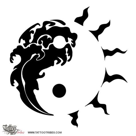 Yin Yang Tattoo Design, Yin Yang Tattoo, Balance Tattoo, Ying Yang Tattoo, Yang Tattoo, Yin Yang Art, Yin Yang Tattoos, Elements Tattoo, Water Tattoo