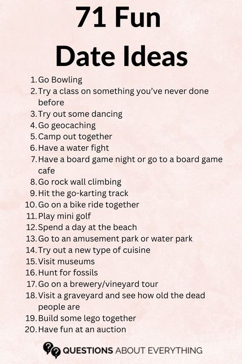 These fun date ideas for couples are perfect if you’re looking to do something more creative on your next date night. You’ll find plenty of cute date night ideas that range from the romantic such as watching the sunset to some activities that will get your blood pumping such as skydiving! If you’ve just started dating, then these things to do on a date will come in handy and provide you with plenty of great ideas on what the two of you can do together.🔆#LoveStory #RomanticEncounters #HeartfeltConnections #DateNightIdeas #SoulmateSearch #FlirtyFridays #CandlelitDinners #StarryEyedMoments #LoveQuotes #DreamyDates #WhisperedPromises #AmourAdventures Date Night Drawing Ideas, Sunday Activities For Couples, Things To Do On Valentines Day Couples, Date Activities For Couples, Couples Activity Ideas, Couple Ideas Activities, Couple Activity Ideas, Cute Date Night Ideas, Fun Date Ideas For Couples