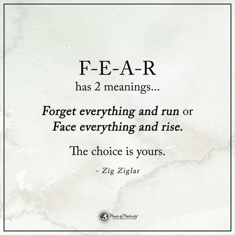 Some thing to think about and ponder  #zigziglar #therealjt98 Fear Has Two Meanings, Fear Meaning, Adversity Quotes, Face Everything And Rise, Fear Quotes, Power Of Positivity, Do Not Fear, Inspirational Thoughts, Positive Words