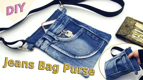 Diy Denim Crossbody Bag Tutorial, Denim Purse Pattern, Diy Jean Purse, Diy Denim Purse, Sew Denim, Diy Jean Bag, Old Jeans Recycle, Artisanats Denim, Diy Old Jeans