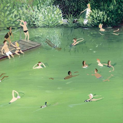 Swimming Illustration, Lake Swimming, Wild Swimming, Swim Gifts, Lake Art, Funny Prints, Limited Edition Art Print, Swimmers, Affordable Art