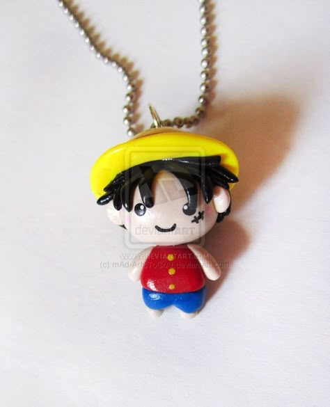 Luffy Clay Art, One Piece Polymer Clay, Anime Clay Ideas, Chibi Luffy, Anime Diys, Clay Keychain, Clay Magnets, Polymer Clay Flower Jewelry, Diy Abstract Canvas Art